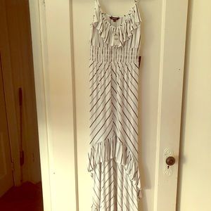 Striped Ruffle Smocked Waist Maxi Dress